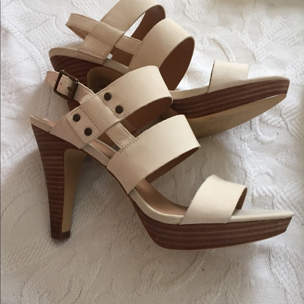 Beige beautiful strappy heel sandals